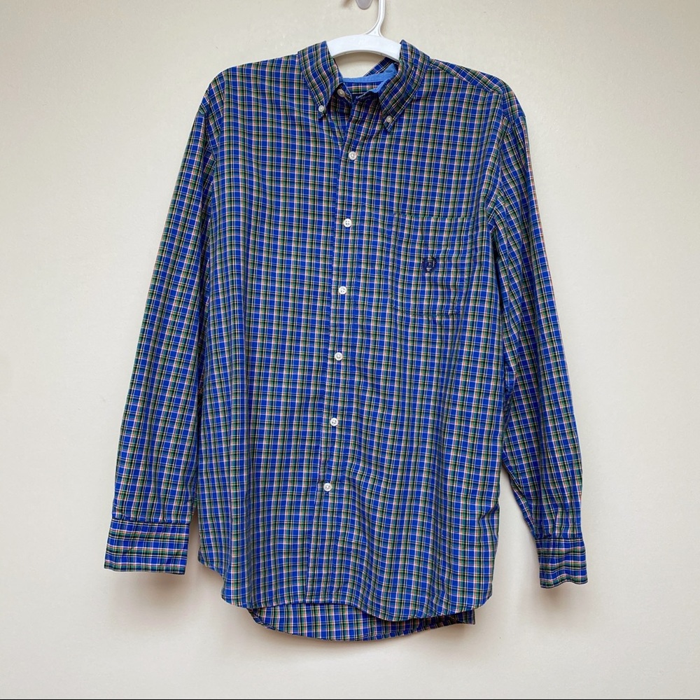 🛑 3/$15 CHAPS plaid button down shirt size large